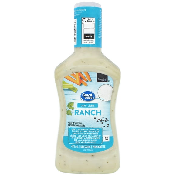 Vinaigrette ranch hypocalorique de Great Value 475 ml