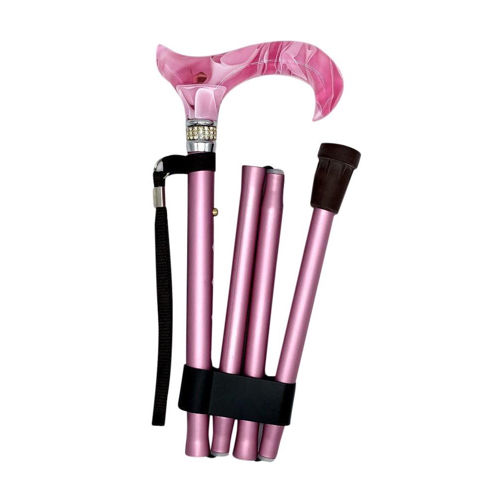 Classy Walking Canes Folding Pink Diamond and Pearls