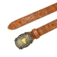 thumbnail image 1 of Cinturones de cuero de vaquera vaquera occidental - Cinturones de cintura con relieve turquesa para mujeres y hombres con hebillas de toro de cuerno largo que se ajustan a 110 cm, 1 of 5