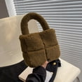 thumbnail image 4 of Bolsa de mano de felpa a cuadros para mujer, de mano de piel sintética para otoño e invierno, cálido para el trabajo (café) Ehuebsd Para Estrenar, 4 of 8