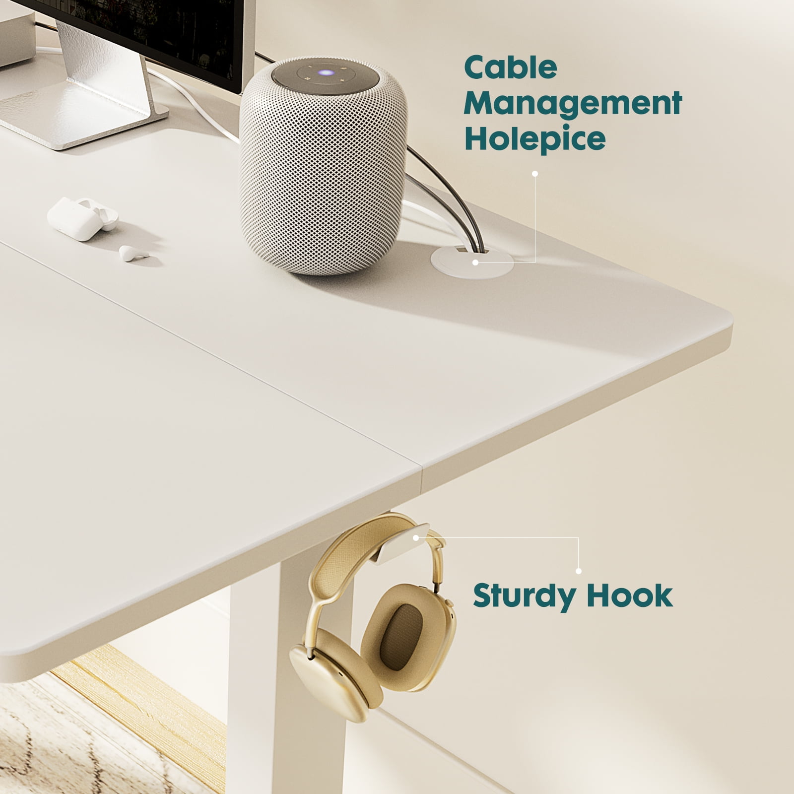 MAYEERTY 48" × 24" Lifting Computer Table Height Adjustable Standing Desk for Home Office