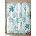 thumbnail image 4 of Turquoise Coastal Long Shower Curtain Set, Waterproof Shower Curtains for Bathroom, Sea Turtle Nautical Coral Summer Beach Washable Fabric Cloth Bath Curtain for Bathtub with Hooks 72x84 Inches, 4 of 6
