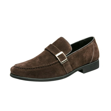 

Rdeuod Mens Shoes Professional Retro Casual Suede Belt Buckle Formal Business Sleeve Low Top Shoes