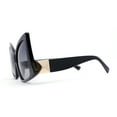 thumbnail image 3 of Womens Down Temple Swan Arm Thick Plastic 80s Sunglasses Black - Smoke, 3 of 4