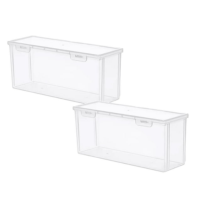Oleegame 2PC Kids Snack Boxes For School Storage Box Transparent Tape Cover Buckle Multi Functional Household Storage Container Clear