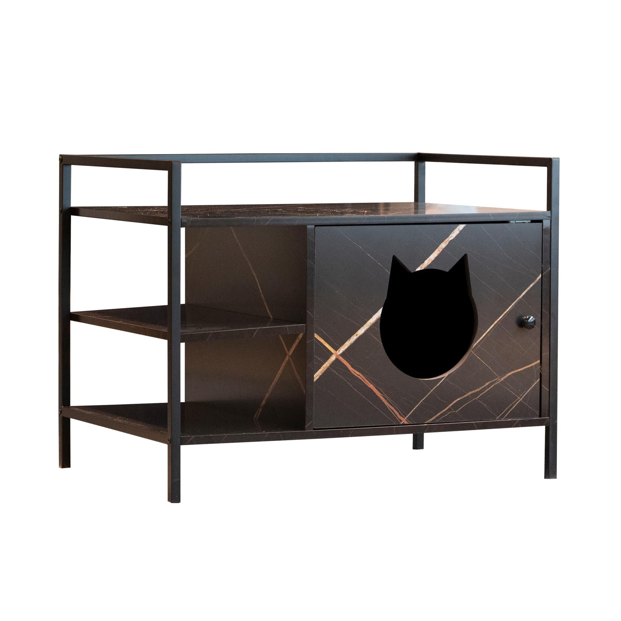 Pefilos 30" Enclosed Cat Litter Box Furniture Coffee Table for Cat House, Hidden Litterbox Enclosures Nightstand, Brown Pefilos 30" Enclosed Cat Litter Box Furniture Coffee Table for Cat House, Hidden Litterbox Enclosures Nightstand, Brown