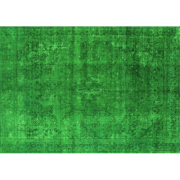 Ahgly Company Indoor Rectangle Oriental Green Industrial Area Rugs, 2' x 5'