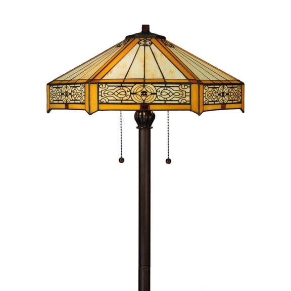 Meyda Tiffany - 138114 - Two Light Floor Lamp - Peaches - Antique Copper,Mahogany Bronze