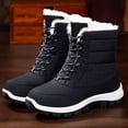 thumbnail image 2 of IEMIEMIEM Women's Winter Snow Boots Waterproof Warm Faux Fur Lined Lightweight Non-Slip Platform Lace Up Mid-Calf Booties for Outdoor Work Walking Boots Black 7 Wide, 2 of 5