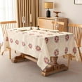 thumbnail image 5 of Vintage Pink Floral Rectangle Tablecloth Shabby Chic Flower Table Cloth Spring Table Cover Waterproof for Dinner Kitchen Picnic, Beige, 60x120 Inches, 5 of 6