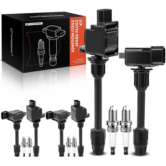 A-Premium Set of 6 Ignition Coil Pack and Iridium Spark Plugs Compatible with Nissan Maxima 2000-2001 & Infiniti I30 2000-2001, 3.0L, Replace# 22448-2Y006, NGK6953