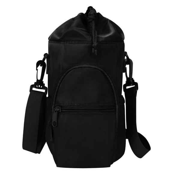 HonorHut Water Bottle Bag with Adjustable Strap Bottle Carrier Bag Multi Pocket 4x5x12Inch for Walking Hiking Camping Gym Black