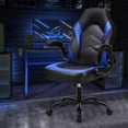 thumbnail image 6 of Computer Gaming Chair - PU Leather Ergonomic Lumbar Support with Flip-up Armrest and 360 °   Swivel Wheels, Height Adjustable Task Home Office Desk Video Racing, Blue, 6 of 6