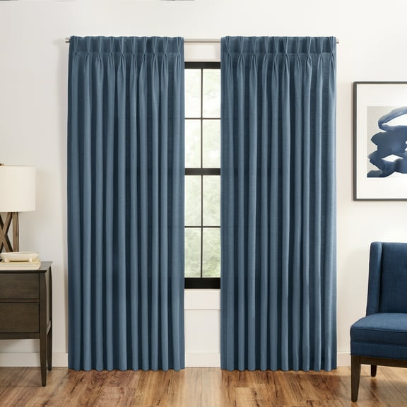 Waverly Serendipity Pinch Pleat Light-Filtering Window Panel, 50" X 84", Blue