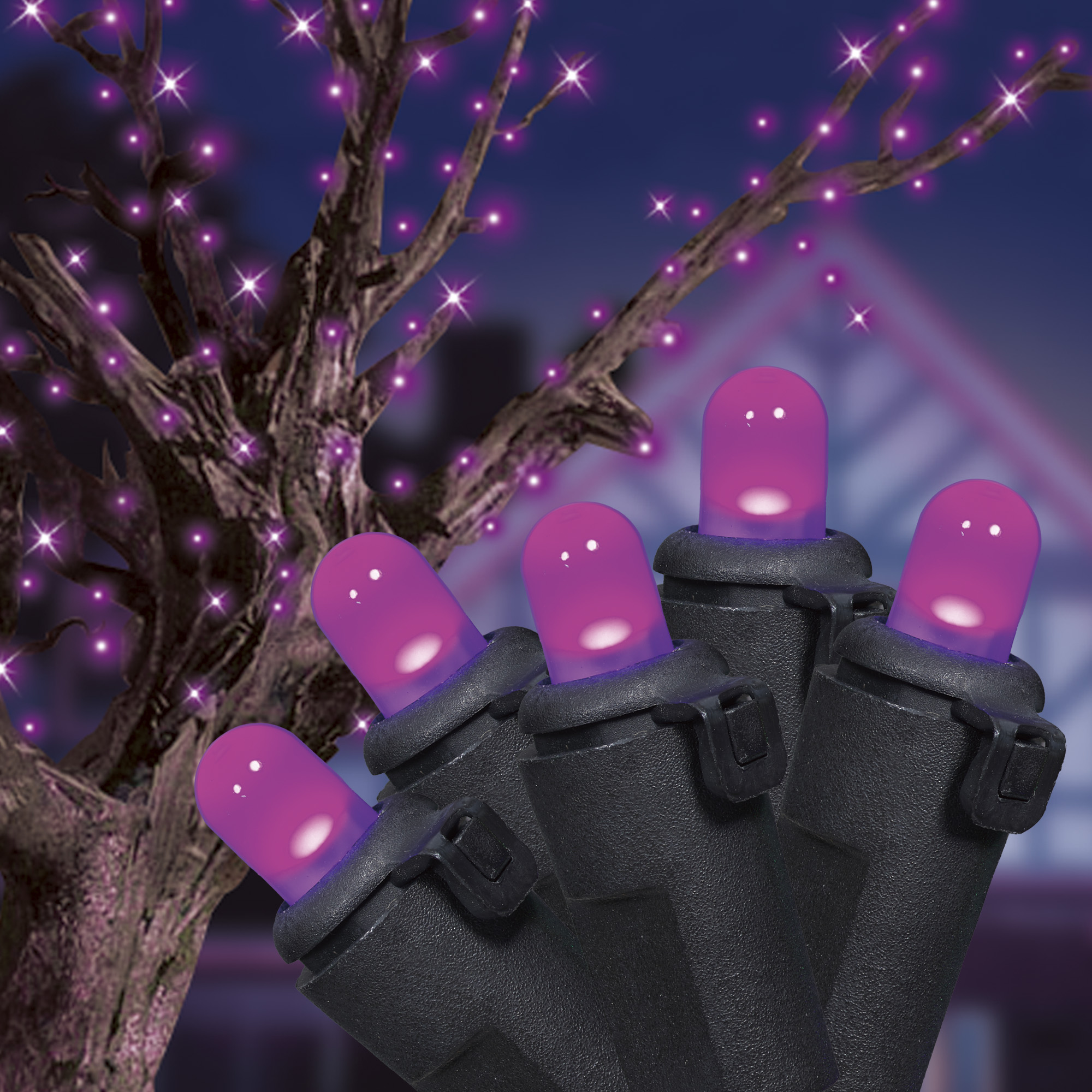 Purple Lights, 100CT, LED Frosted Dome, 19ft, Halloween Indoor/Outdoor, by Way To Celebrate
