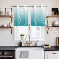thumbnail image 2 of Aqua Blue Geometric Kitchen Curtains Small Short 39 Inch Length, Modern White Stripe Distortion Art Grommet Bedroom Living Room Curtains, Light Filtering Cafe Curtain Drapes 2 Panels Set 55''x39'', 2 of 9