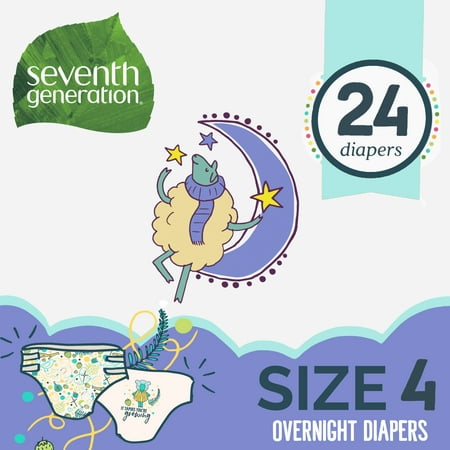 Seventh Generation Overnight Diapers Size 4, 1 pack of 24 (24