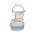 thumbnail image 6 of BLISSFUL STEP Open Toe Slingback Block Heel Sandals for Women Blue (Size 6), 6 of 7