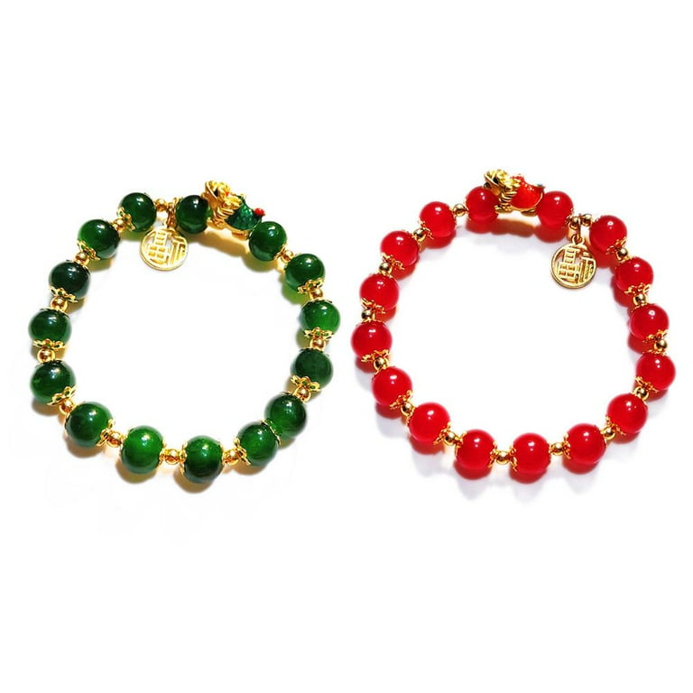 Wmool Bracelet Wealth Lucky Dragon Fu Letter Charm Beaded