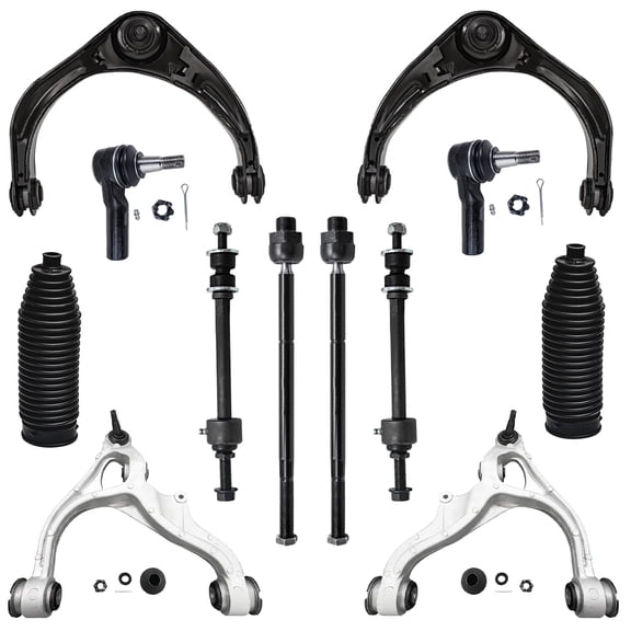 Detroit Axle - 4WD Front End Kit for 2006-2008 Dodge Ram 1500 [5-Lug, Standard and Crew Cab Models], Control Arms w/Ball Joint Tie Rods Boots & Bellows Sway Bars 2007 Replacement - 12pc Set