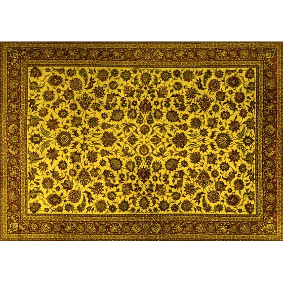 Ahgly Company Indoor Rectangle Persian Yellow Traditional Area Rugs, 5' x 8'