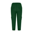 thumbnail image 7 of VSSSJ Womens Yoga Cropped Trousers Relaxed Fit Solid Color Drawstring High Waist Button Multi-Pockets Capri Pants Autumn Comfortable Stretch Lounge Pants Green02 XS, 7 of 7