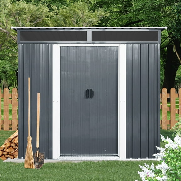 6x5 FT Storage Shed Outdoor Metal Tool Shed Waterproof with Lockable Sliding Door Window for Garden Backyard Patio Lawn, Black