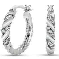SuperJeweler Diamond Hoop Earrings for Women, Elegant Swirl Design, 3/4 Inch, Platinum Overlay Diamond Jewelry