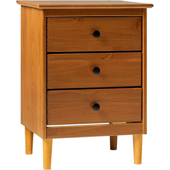 Walker Edison Traditional Wood 3 Drawer Nightstand Side Table Bedroom Storage Drawer and Shelf Bedside End Table, 18 Inch, White