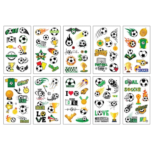 Yanonmyfd 10 Sheets Soccer Temporary Tattoos 2026 Europa World Cup Soccer Sports Tattoo Soccers Themed Accessories Gifts (Colore),Colore