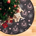 thumbnail image 4 of Coolnut Pink Pumpkins Autumn Christmas Tree Mats Waterproof Tree Skirt, Halloween Jack-O'Lantern Xmas Tree Stand Tray Mat Floor Protector Pad for Holiday Party Decoration, 28.3", 4 of 6