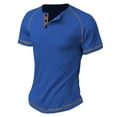 thumbnail image 6 of JoveMarine Men's Casual Color-Block Sports T-Shirt,Short Sleeve Henley Round Neck Top with Button Placket,Lightweight Breathable for Spring/Summer Gym Workout and Everyday Casual Wear Blue M, 6 of 6