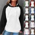 thumbnail image 3 of ZQGJB Waffle Knit Hoodie Tops for Women Lightweight Casual Color Block Print Long Sleeve Drawstring Hooded Pullover Sweatshirts Loose Oversized Comfy Sweaters with Pockets Navy XL, 3 of 7