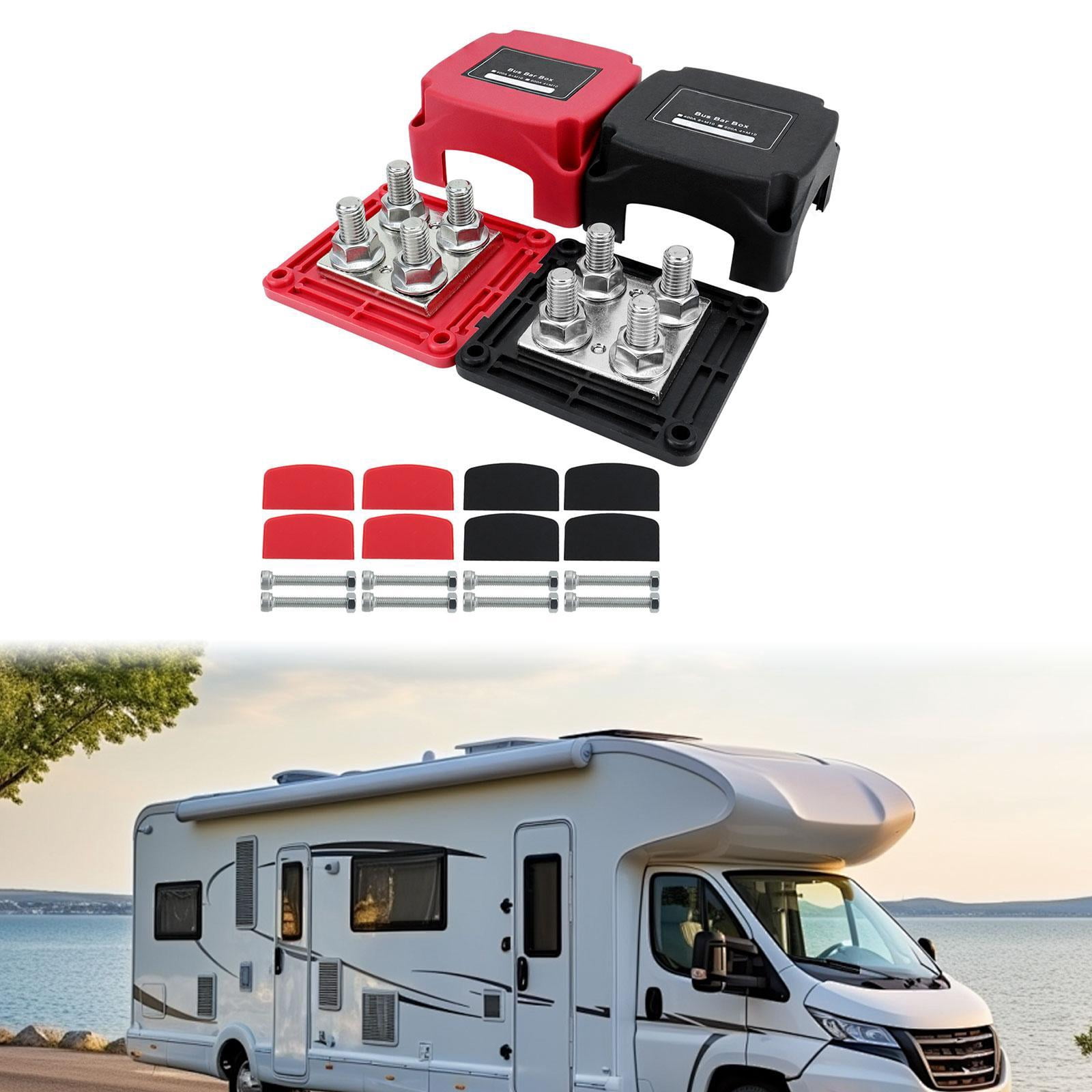 funtasica Power Distribution Terminal Block 400A Bus Bar for Car Solar Wiring Red and Black