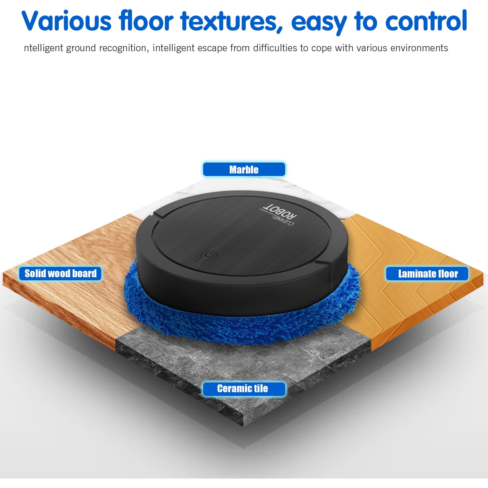 Intelligent Automatic Mopping Robot Wet and Dry Floor Cleaner Silent Mopping Machine for Home with Rotating Brush for Pet Hair and Dust White USB Charging 90-120㎡ Coverage