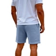 thumbnail image 4 of Domuza Men's Waffle Knit Shorts Casual Classic Fit Elastic Wais Drawstring Summer Beach Shorts with Pockets Blue L, 4 of 6
