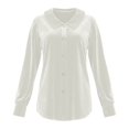 thumbnail image 6 of VJGBEGW Women Velvet Peter Pan Collar Button Down Blouses Long Sleeve oft Velour Shirts Loose Fit Dressy Casual Tops White S, 6 of 6