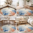 thumbnail image 4 of Round Rugs 4Ft, Orange Navy Blue Coral Round Area Rug Washable Indoor Throw Carpet, Summer Beach Coastal Retro Soft Non Slip Circle Rug for Kitchen Nursery Room Home Decor Aesthetic, 4 of 8