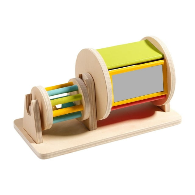 Juguete de tambor giratorio para bebés, juguete de desarrollo sensorial, rueda giratoria de reconocimiento de colores, juguete de madera para bebés