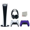 Sony Playstation 5 Digital Edition Console with Extra Purple Controller and Black PULSE 3D Headset Bundle with Cleaning Cloth