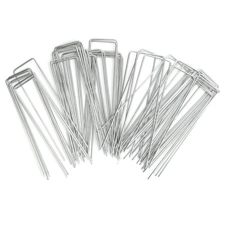 Sonew U‑Shaped Spikes,50Pcs Garden Stakes Ground Staple Spikes U-Shaped