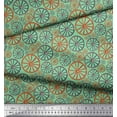 thumbnail image 3 of Soimoi Green Moss Georgette Fabric Wheel Ethnic Print Fabric by Yard 42 Inch Wide, 3 of 3