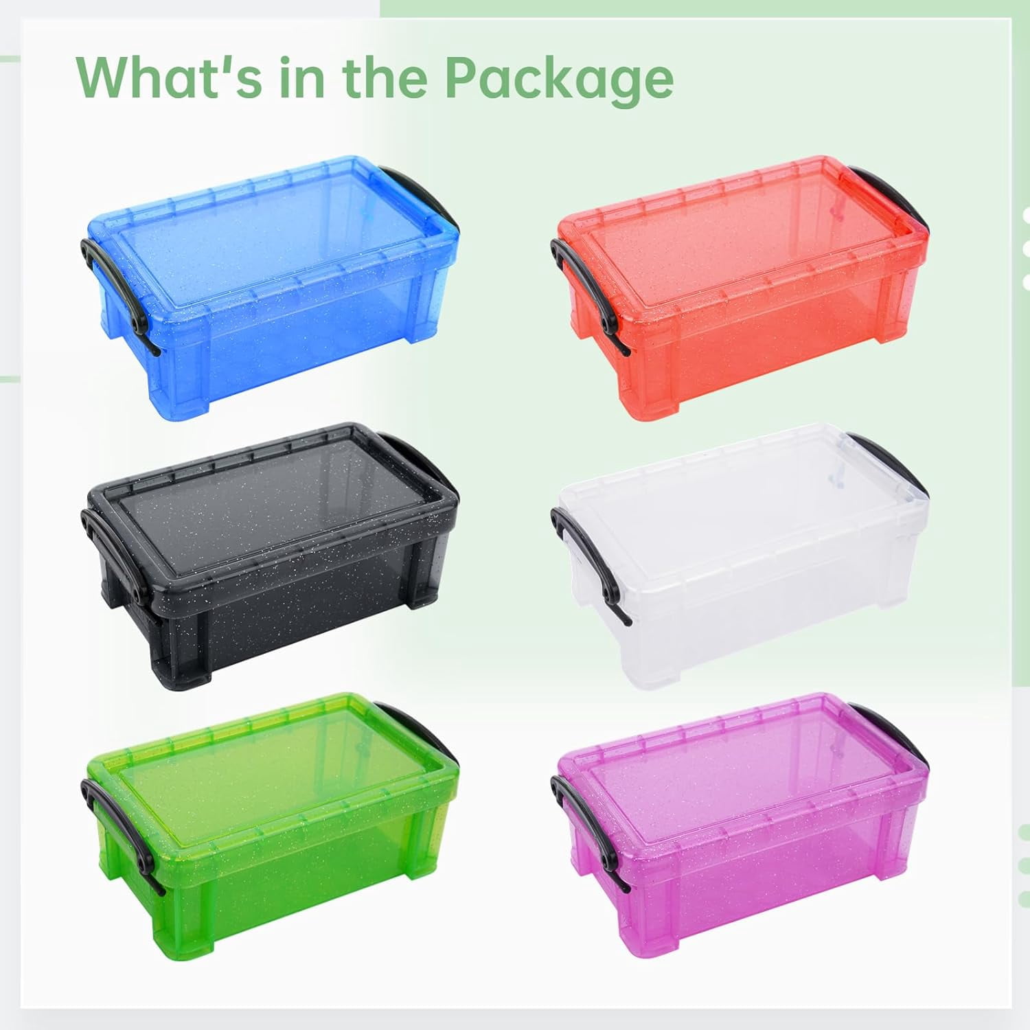 Mini Plastic Storage Containers with Locking Lids 6 PCS Small Organizer Bins Clear Assorted Colors Stackable Craft Tool Storage Boxes