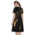 thumbnail image 4 of Lafuoo Black And Gold Fire Dragon Pattern Women's Short Sleeve Dress, Elastic Waist with Pockets, Knee-length A-line Skirt, Summer Casual Wear-Small, 4 of 8