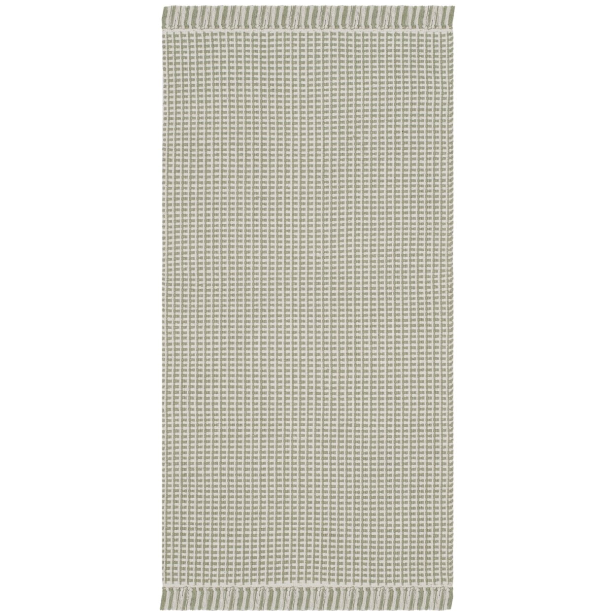 SAFAVIEH Montauk Patton Geometric Cotton Area Rug, Ivory/Green, 6' x 6' Square