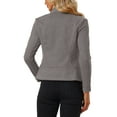 thumbnail image 3 of INSPIRE CHIC Women's Faux Suede Drape Blazer Collar Long Sleeves Open Front Jacket L Gray, 3 of 6