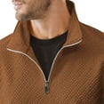 thumbnail image 3 of VSSSJ Men's Quarter Zip Pullover Sweatshirts Casual Long Sleeve Relaxed Fit Solid Color Stand Collar Texture Knit Sweatshirt Brown L, 3 of 8