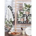 thumbnail image 2 of Spring Kitchen Dish Towels for Drying Dishes Set of 2, Farmhouse Pots Plant Leaves Wood Plank Black Plaid Waffle Weave Microfiber Hand Tea Bathroom Towels Quick Dry & Absorbent Towel 15.7x23.6, 2 of 7