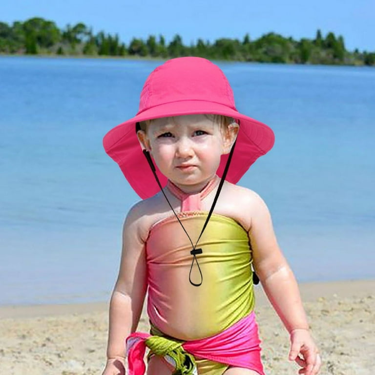 RuiWen Beach Hats for Girls Baby Boy Pool Hat Kid's Sun Hat Wide Brim UPF 50+ Hat for Toddler Boys Girls Bucket Hat Hillbilly Hat Kids, Infant Unisex