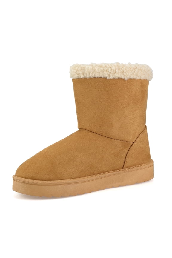 Suede Faux Fur Mid-Calf Boots For Womens Classic Winter Boots Rubber Sole Women's Boots